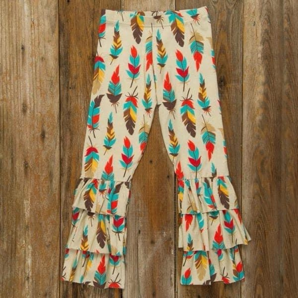 Eleanor Rose Thanksgiving Ruffle Feather Pants & Matching Bow